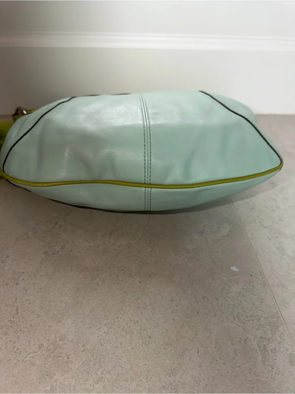 Coach Light Green/Lime and Mint/Seafoam Leather Laura Hobo Shoulder Bag